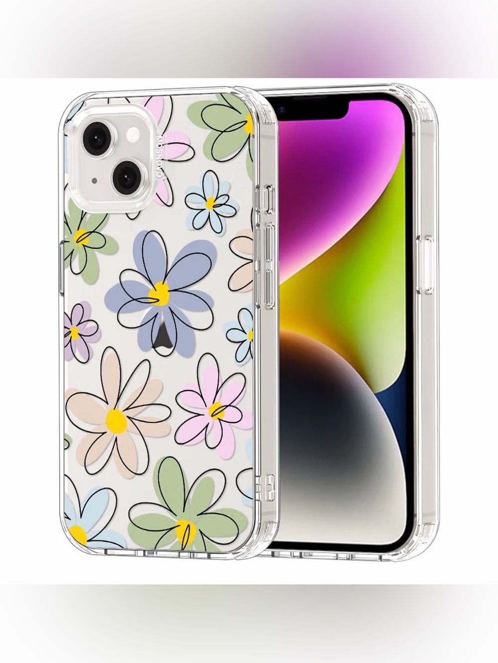 Floral Clear Phone Case for iPhone - Pastel Multicolor